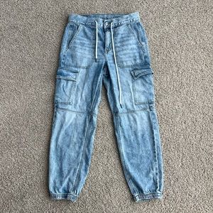 American Eagle High-Rise Denim Drawstring Cargo Pants